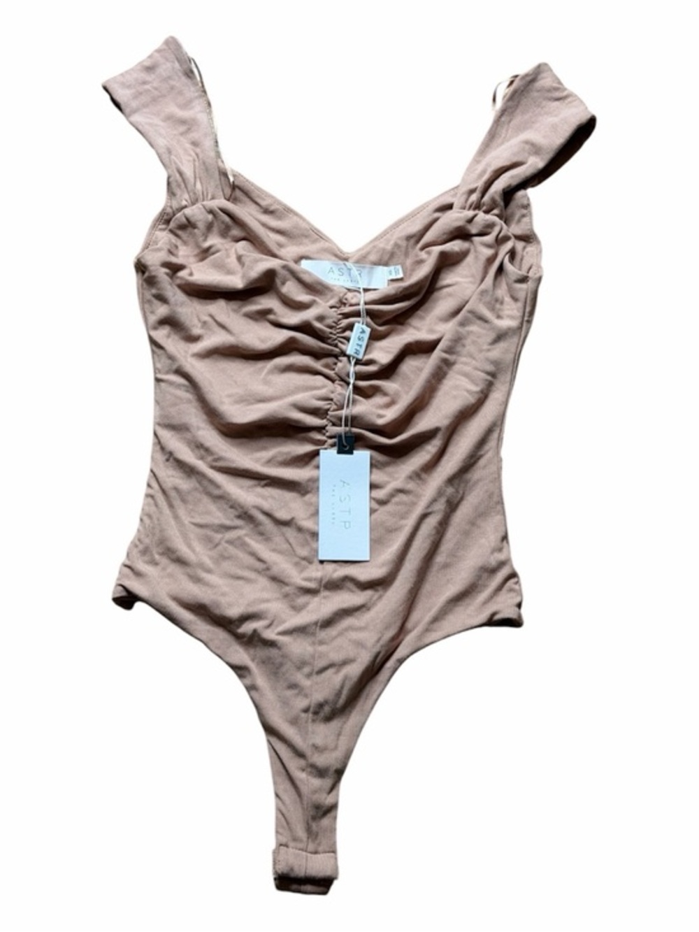 NWT ASTR The Label Ruched Bodysuit Blush Pink Sleeveless XS